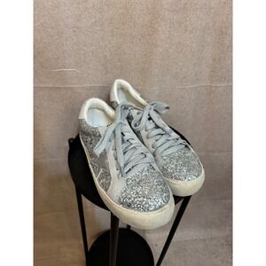 Sarabasic Collection GGDB Style Silver Glitter Star Sneakers women 39  Grey